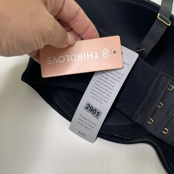 NEW Thirdlove Bra 24/7 Classic Strapless 34D Black Convertible Adjustable Wired - Picture 7 of 11